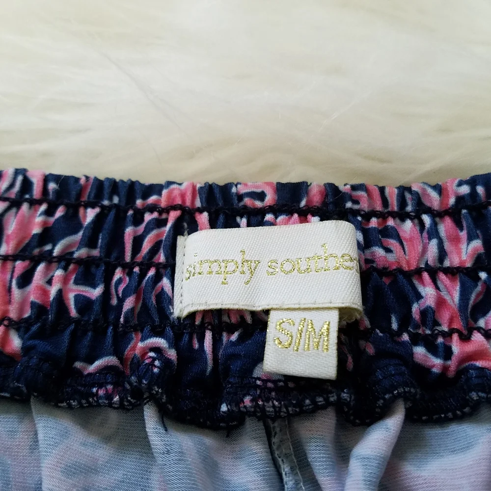 Simply Southern Coral Print Pull-On tassel shorts